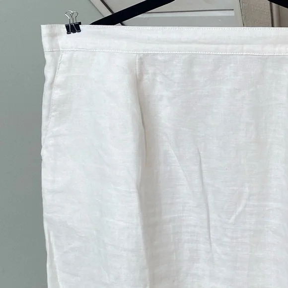 L.L. Bean Linen Classic Fit Straight Midi Skirt Size 18 Reg White A Line Basic - Picture 3 of 16